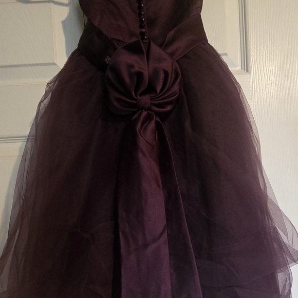 David's Bridal Deep Purple Kids Dress Wore Once For Wedding - Picture 2 of 3